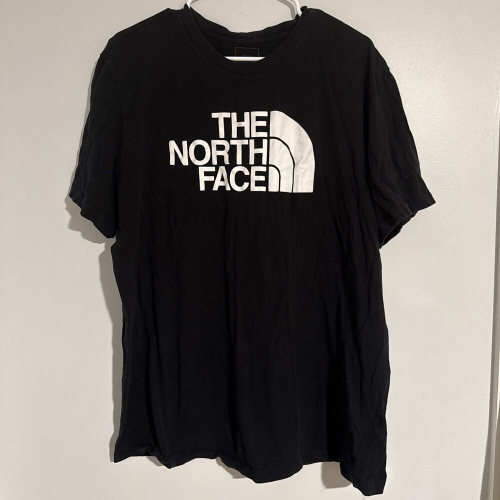 The North Face T-Shirt Men Standard Fit Black White Logo Printed Size 2XL
